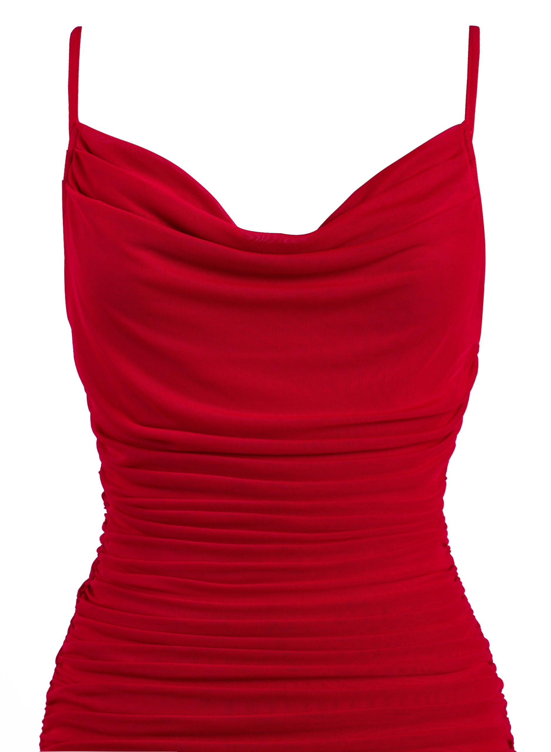 VFSHOW Womens 2025 Spaghetti Strap Ruched Bodycon Cocktail Dress Sexy Cowl Neck Backless Fitted Wedding Guest Party Dresses