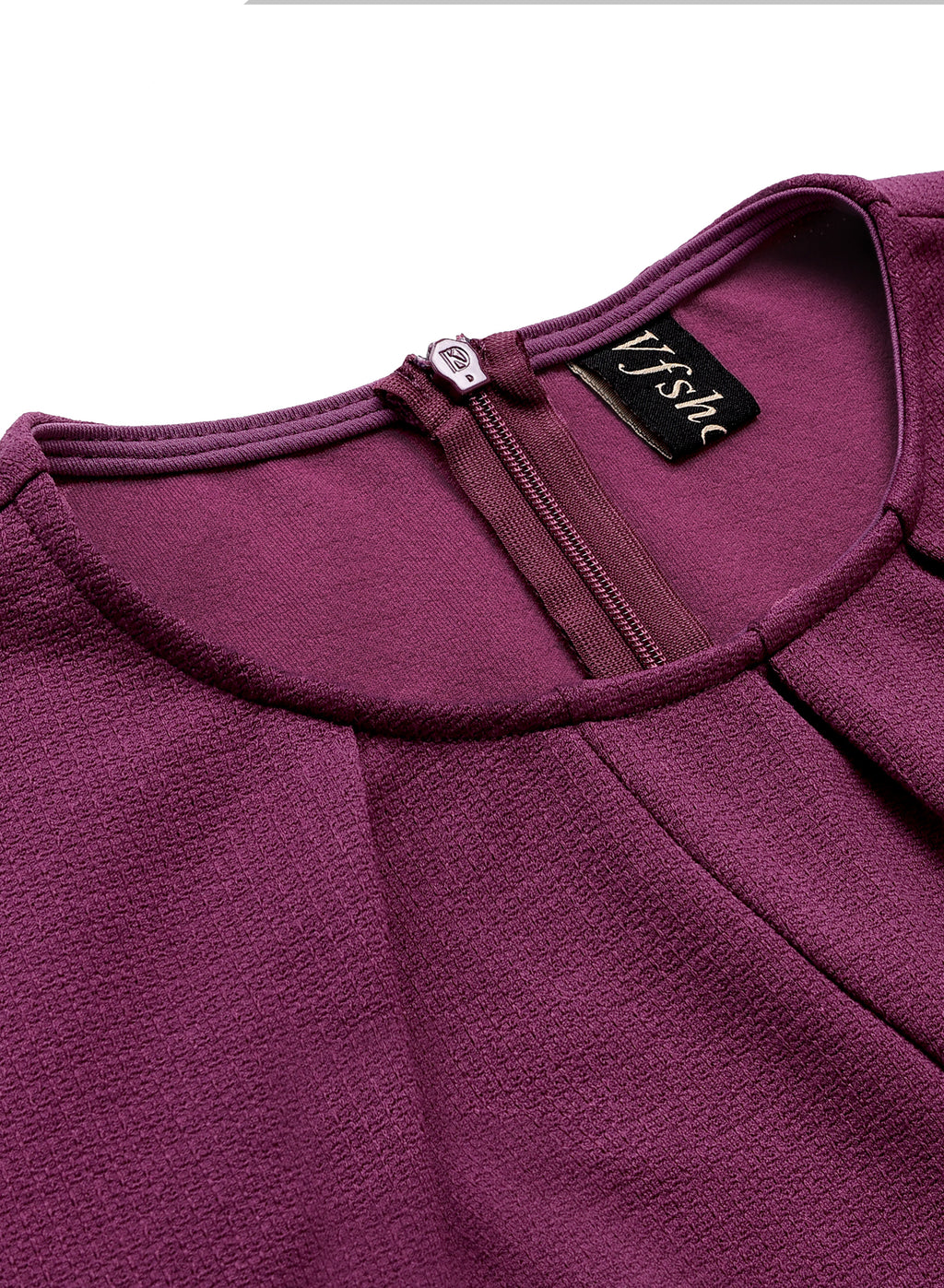 VFSHOW Womens Pleated Crew Neck Peplum Work Business Office Bodycon Pencil Sheath Dress