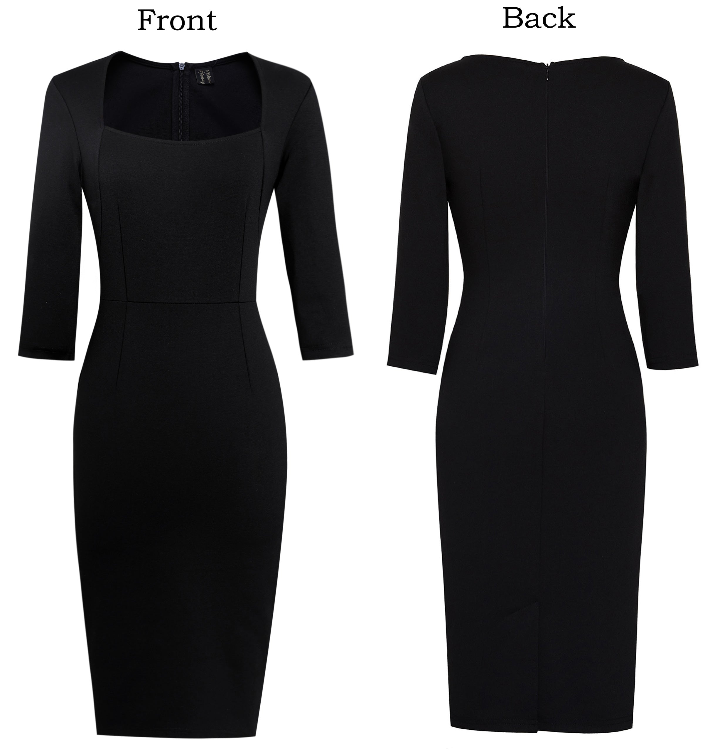 VFSHOW Womens Work Business Office Square Neck Bodycon Dress Elegant Cocktail Party Slim Fitted Church Pencil Sheath Dress