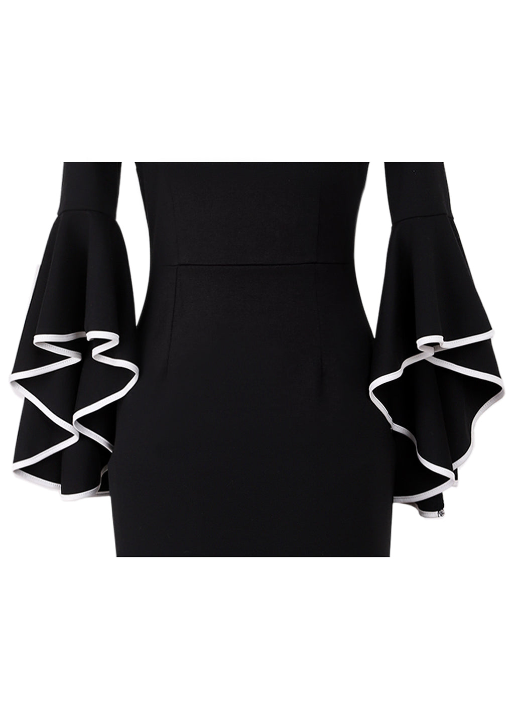 VFSHOW Womens Ruffle Bell Sleeves Cocktail Party Wedding Guest Slim Bodycon Graduation Birthday Party Pencil Sheath Dress