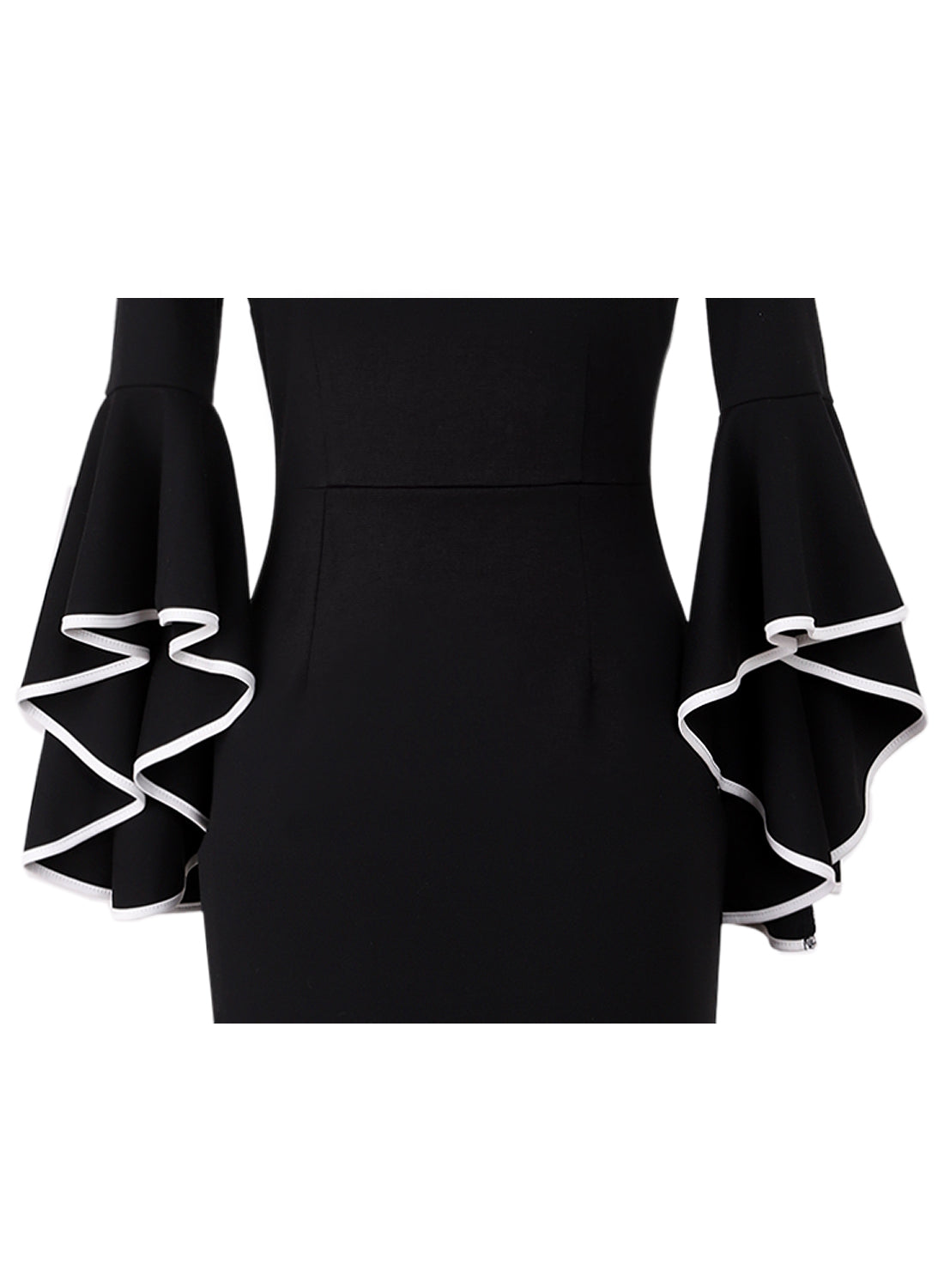 VFSHOW Womens Ruffle Bell Sleeves Cocktail Party Wedding Guest Slim Bodycon Graduation Birthday Party Pencil Sheath Dress