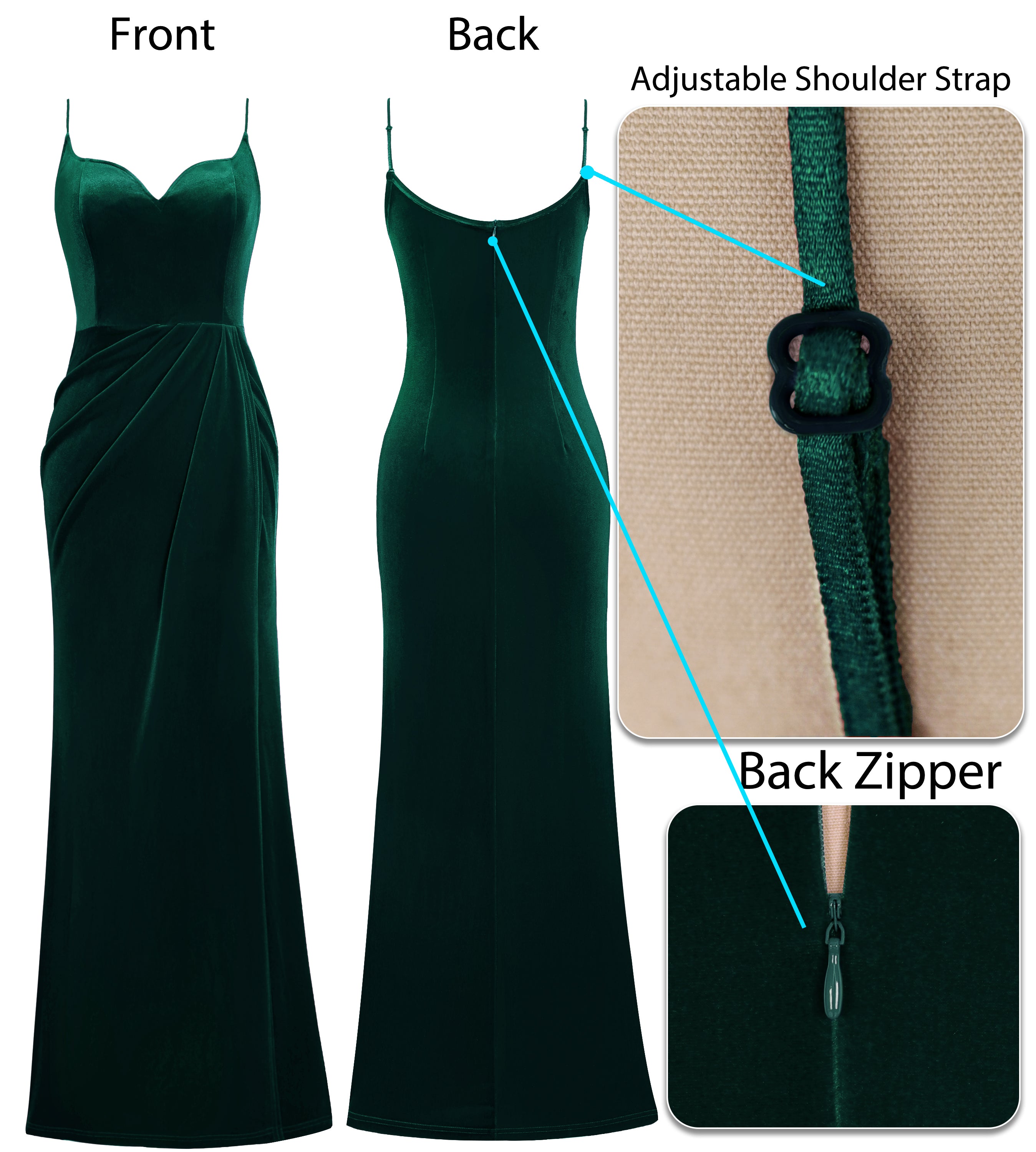 VFSHOW Womens Sexy Spaghetti Strap Formal Prom Evening Gala Long Maxi Dress | Ruched Hight Slit, Sweetheart, Cocktail Wedding Guest Fitted Bodycon Gown
