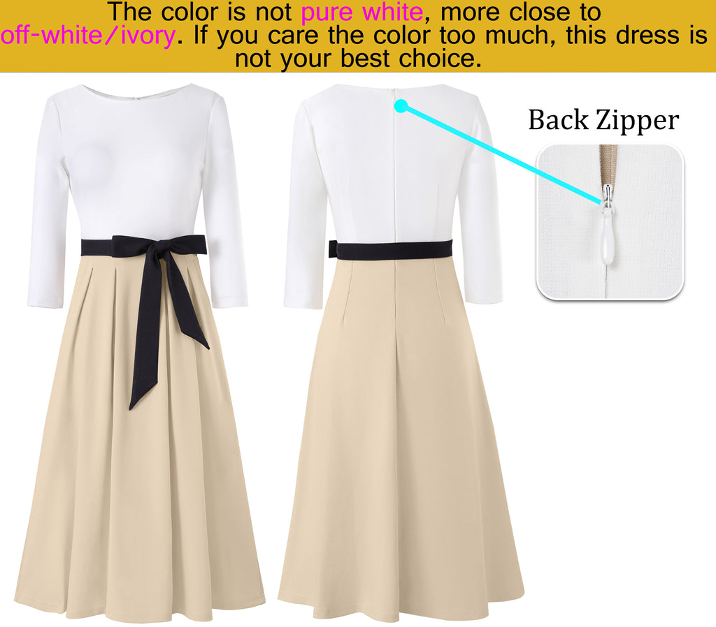 VFSHOW Womens Elegant Pockets Belted Work Business Office Casual Party Pleated A-Line Midi Dress