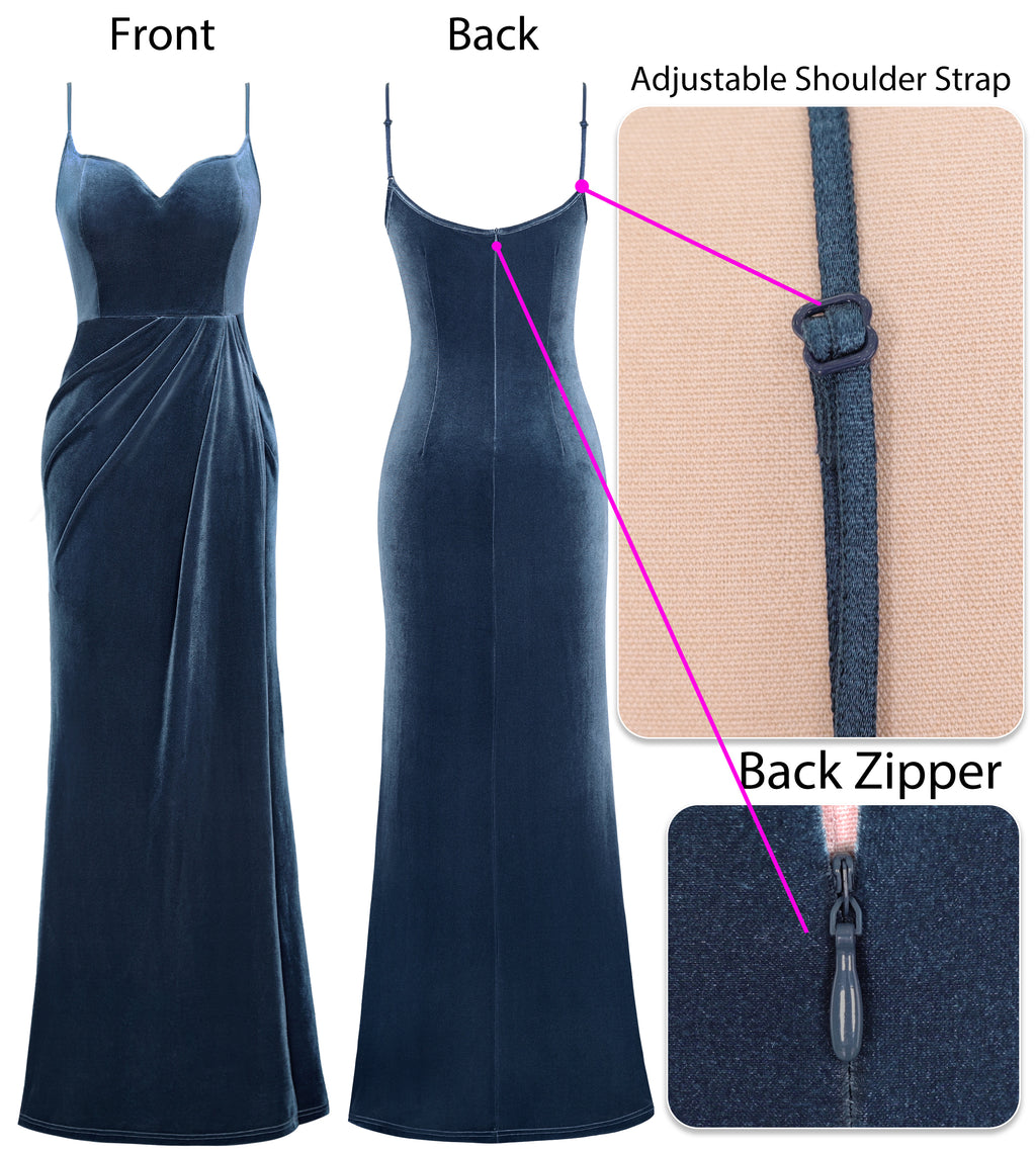 VFSHOW Womens Sexy Spaghetti Strap Formal Prom Evening Gala Long Maxi Dress | Ruched Hight Slit, Sweetheart, Cocktail Wedding Guest Fitted Bodycon Gown