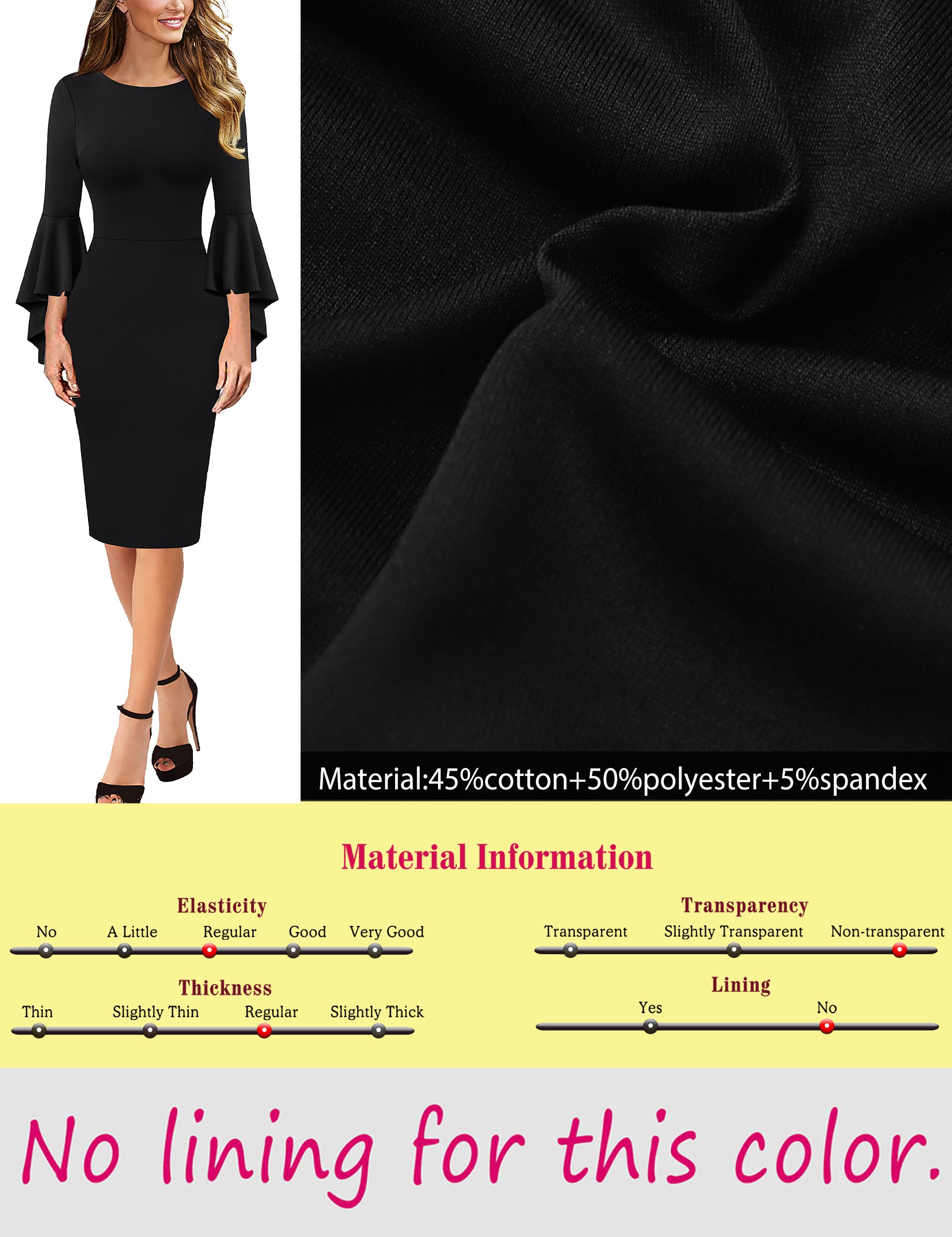 VFSHOW Womens Ruffle Bell Sleeves Cocktail Party Wedding Guest Slim Bodycon Graduation Birthday Party Pencil Sheath Dress