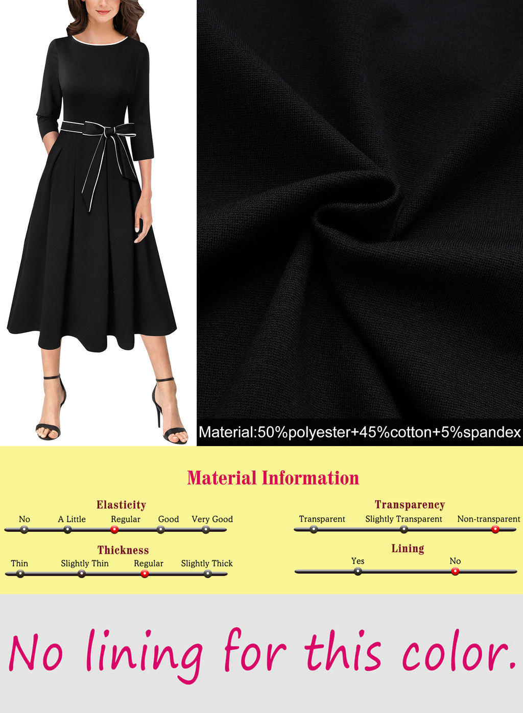 VFSHOW Womens Elegant Pockets Belted Work Business Office Casual Party Pleated A-Line Midi Dress