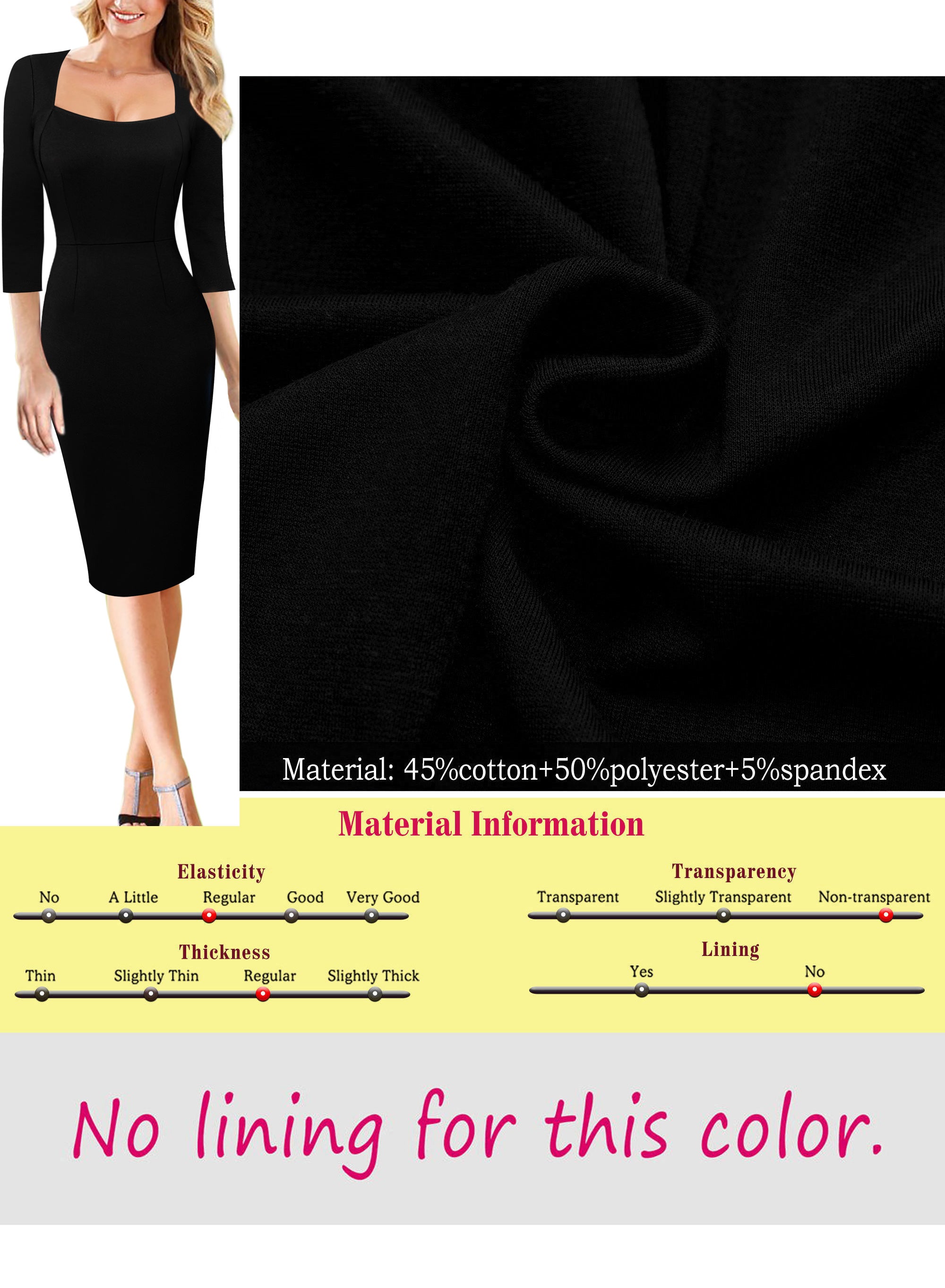 VFSHOW Womens Work Business Office Square Neck Bodycon Dress Elegant Cocktail Party Slim Fitted Church Pencil Sheath Dress